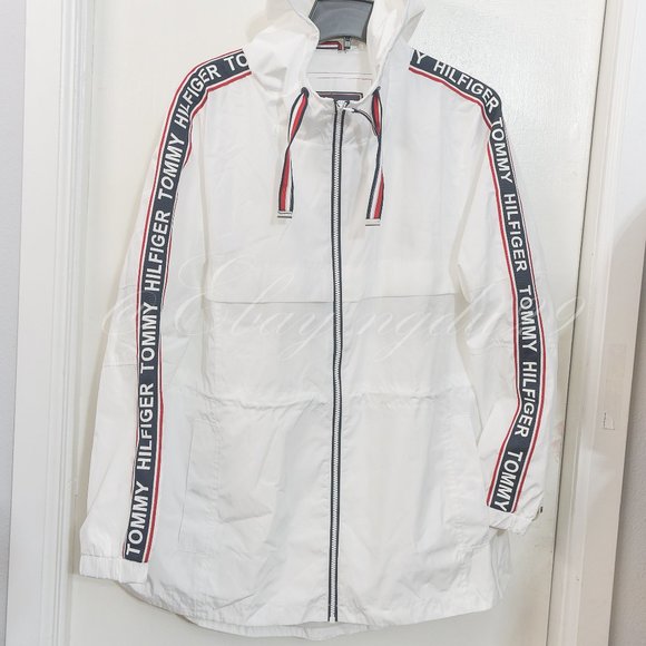 Tommy Hilfiger Ladies' Long Windbreaker‎ WHITE - Picture 1 of 8